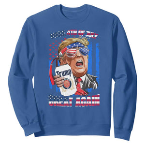 Trump Won 2024 Sweatshirt Make 4th of July Great Again Beer Drinking USA Party American Flag TS02 Royal Blue Print Your Wear