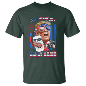 Trump Won 2024 T Shirt Make 4th of July Great Again Beer Drinking USA Party American Flag TS02 Dark Forest Green Print Your Wear