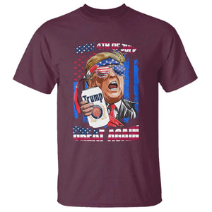Trump Won 2024 T Shirt Make 4th of July Great Again Beer Drinking USA Party American Flag TS02 Maroon Print Your Wear