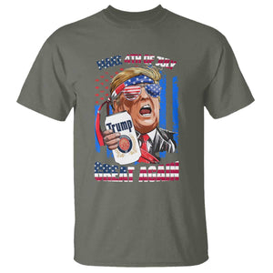 Trump Won 2024 T Shirt Make 4th of July Great Again Beer Drinking USA Party American Flag TS02 Military Green Print Your Wear