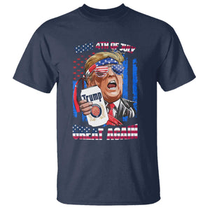 Trump Won 2024 T Shirt Make 4th of July Great Again Beer Drinking USA Party American Flag TS02 Navy Print Your Wear