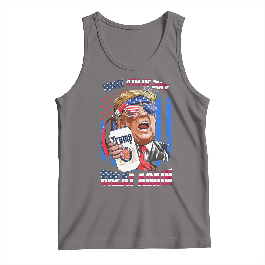 Trump Won 2024 Tank Top Make 4th of July Great Again Beer Drinking USA Party American Flag TS02 Deep Heather Print Your Wear