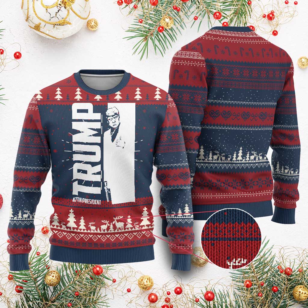 Trump 2024 Knit Sweatshirt He Won 4th President Take America Back TS02 Burgundy Print Your Wear