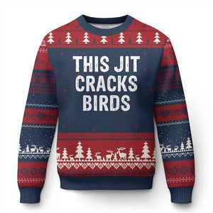 This Jit Cracks Birds Ugly Christmas Sweater Funny Gen Z Meme Viral Slang Culture TS02 Navy Red Print Your Wear