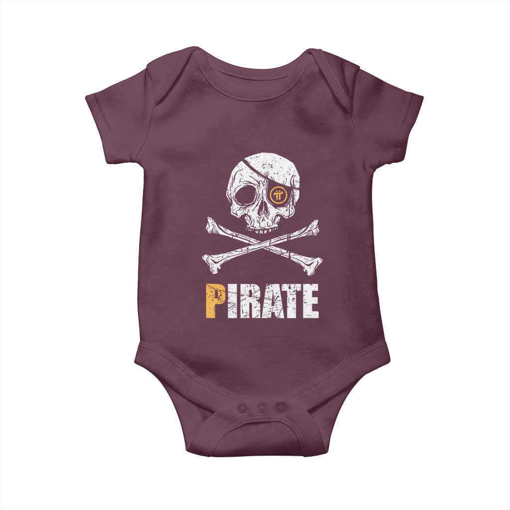 Funny Pirate Pi Cryptocurrency Baby Onesie Crypto Coins Blockchain Mining TS02 Maroon Print Your Wear