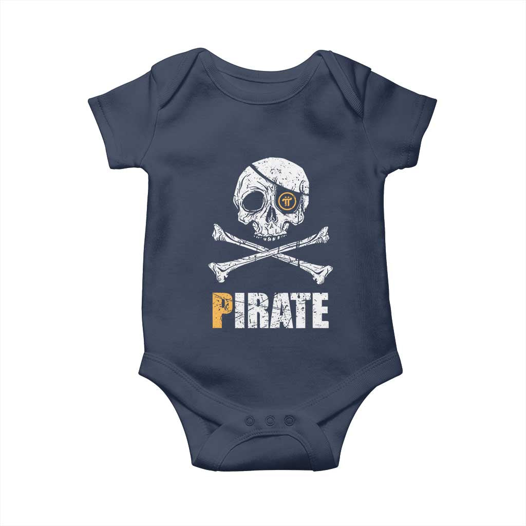 Funny Pirate Pi Cryptocurrency Baby Onesie Crypto Coins Blockchain Mining TS02 Navy Print Your Wear