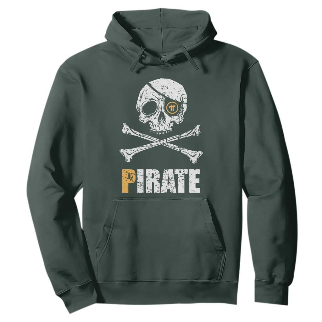 Funny Pirate Pi Cryptocurrency Hoodie Crypto Coins Blockchain Mining TS02 Dark Forest Green Print Your Wear