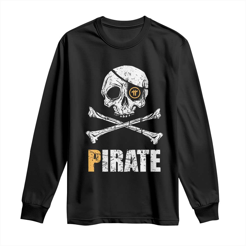 Funny Pirate Pi Cryptocurrency Long Sleeve Shirt Crypto Coins Blockchain Mining TS02 Black Print Your Wear