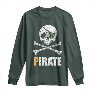 Funny Pirate Pi Cryptocurrency Long Sleeve Shirt Crypto Coins Blockchain Mining TS02 Dark Forest Green Print Your Wear