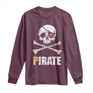 Funny Pirate Pi Cryptocurrency Long Sleeve Shirt Crypto Coins Blockchain Mining TS02 Maroon Print Your Wear