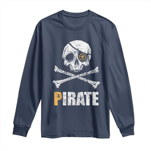 Funny Pirate Pi Cryptocurrency Long Sleeve Shirt Crypto Coins Blockchain Mining TS02 Navy Print Your Wear