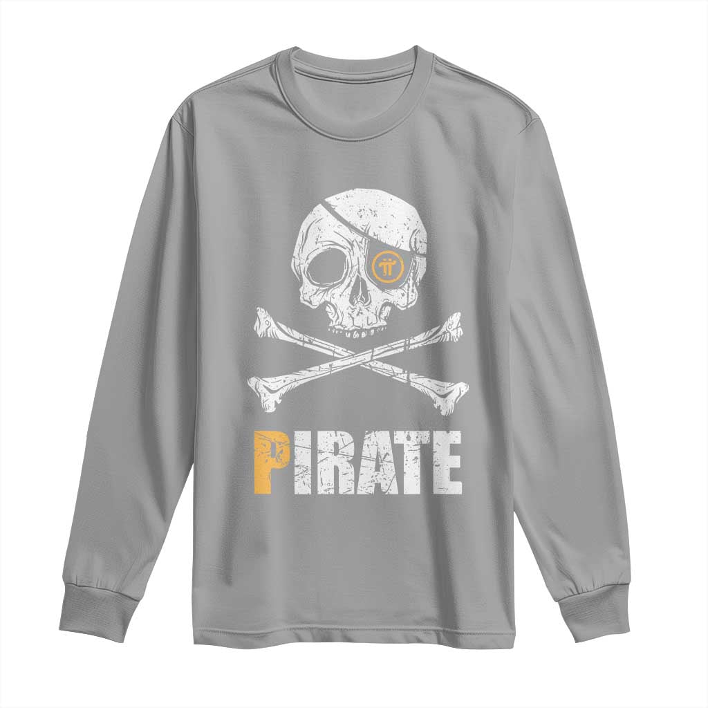 Funny Pirate Pi Cryptocurrency Long Sleeve Shirt Crypto Coins Blockchain Mining TS02 Sport Gray Print Your Wear