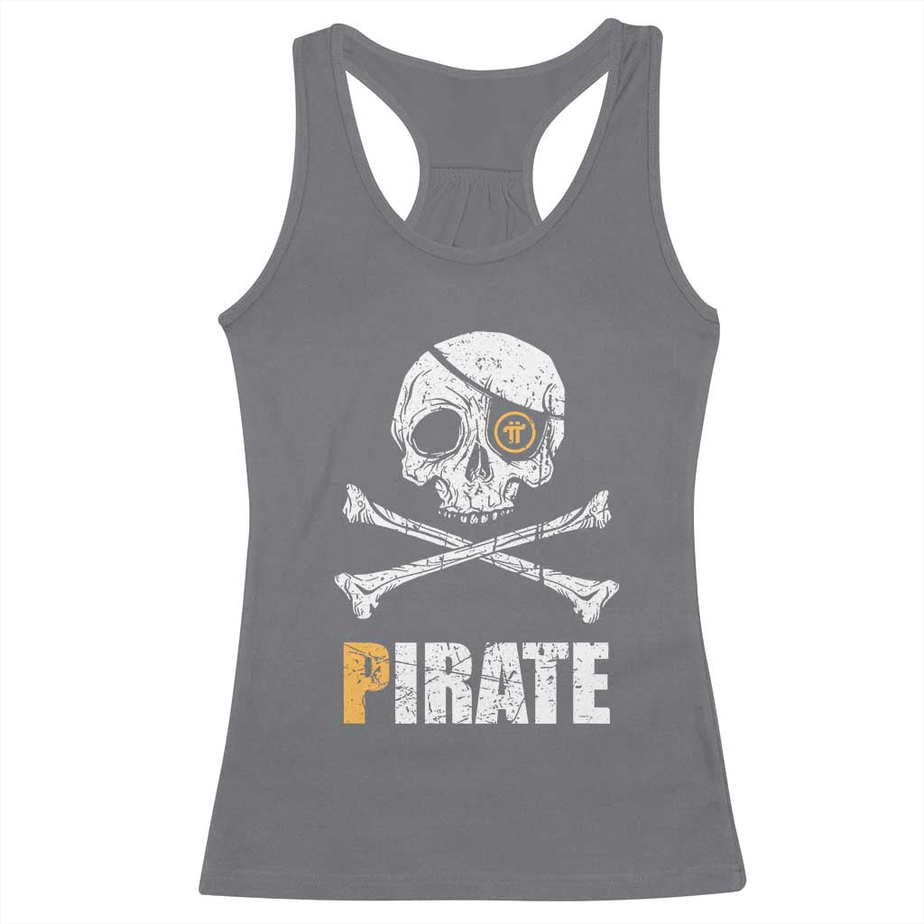 Funny Pirate Pi Cryptocurrency Racerback Tank Top Crypto Coins Blockchain Mining TS02 Charcoal Print Your Wear