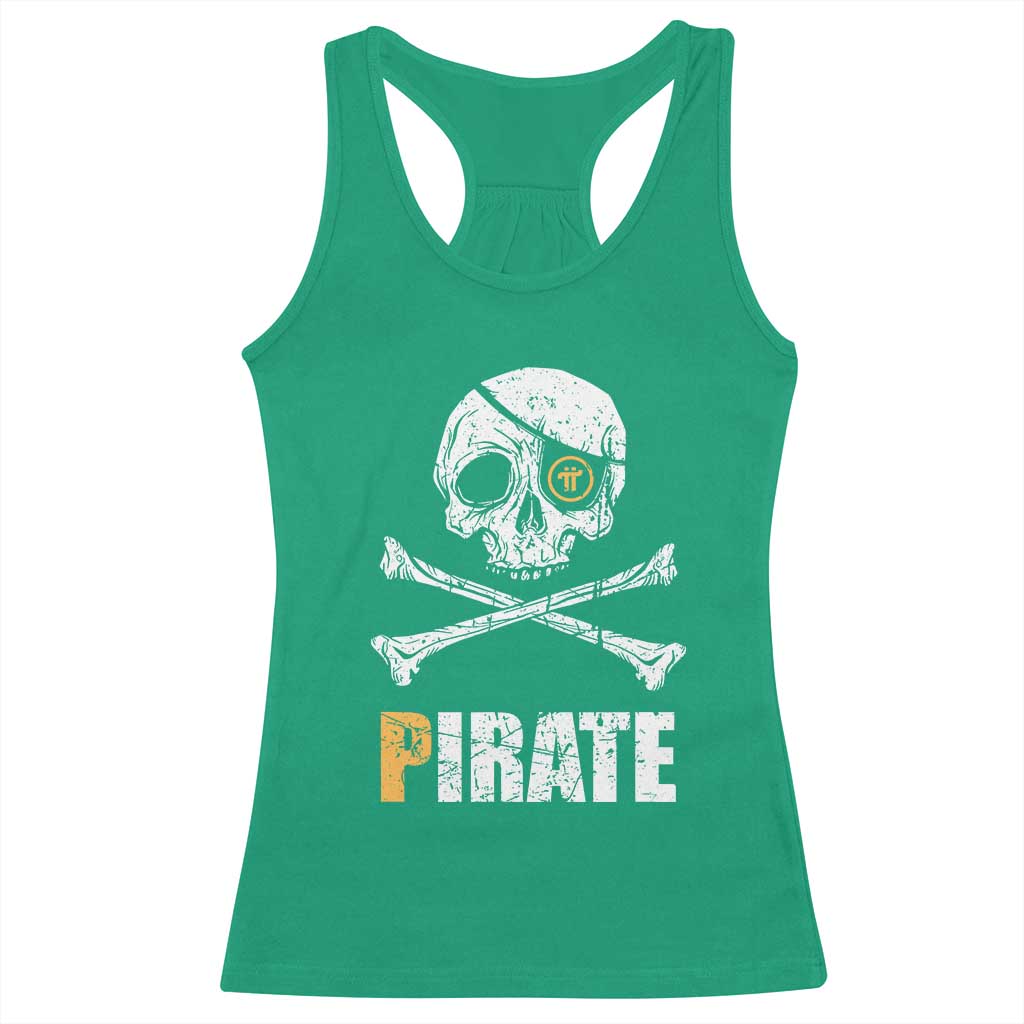 Funny Pirate Pi Cryptocurrency Racerback Tank Top Crypto Coins Blockchain Mining TS02 Irish Green Print Your Wear