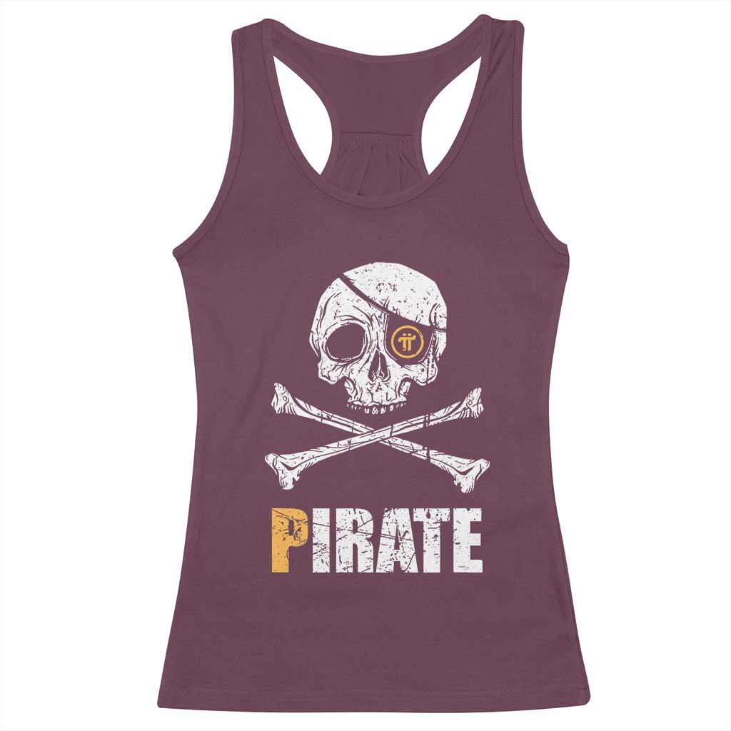 Funny Pirate Pi Cryptocurrency Racerback Tank Top Crypto Coins Blockchain Mining TS02 Maroon Print Your Wear