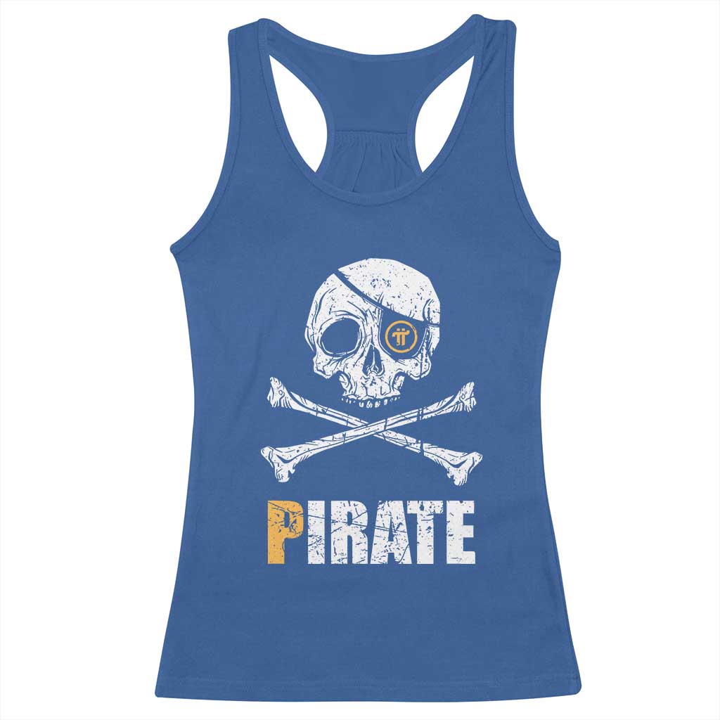 Funny Pirate Pi Cryptocurrency Racerback Tank Top Crypto Coins Blockchain Mining TS02 Royal Blue Print Your Wear