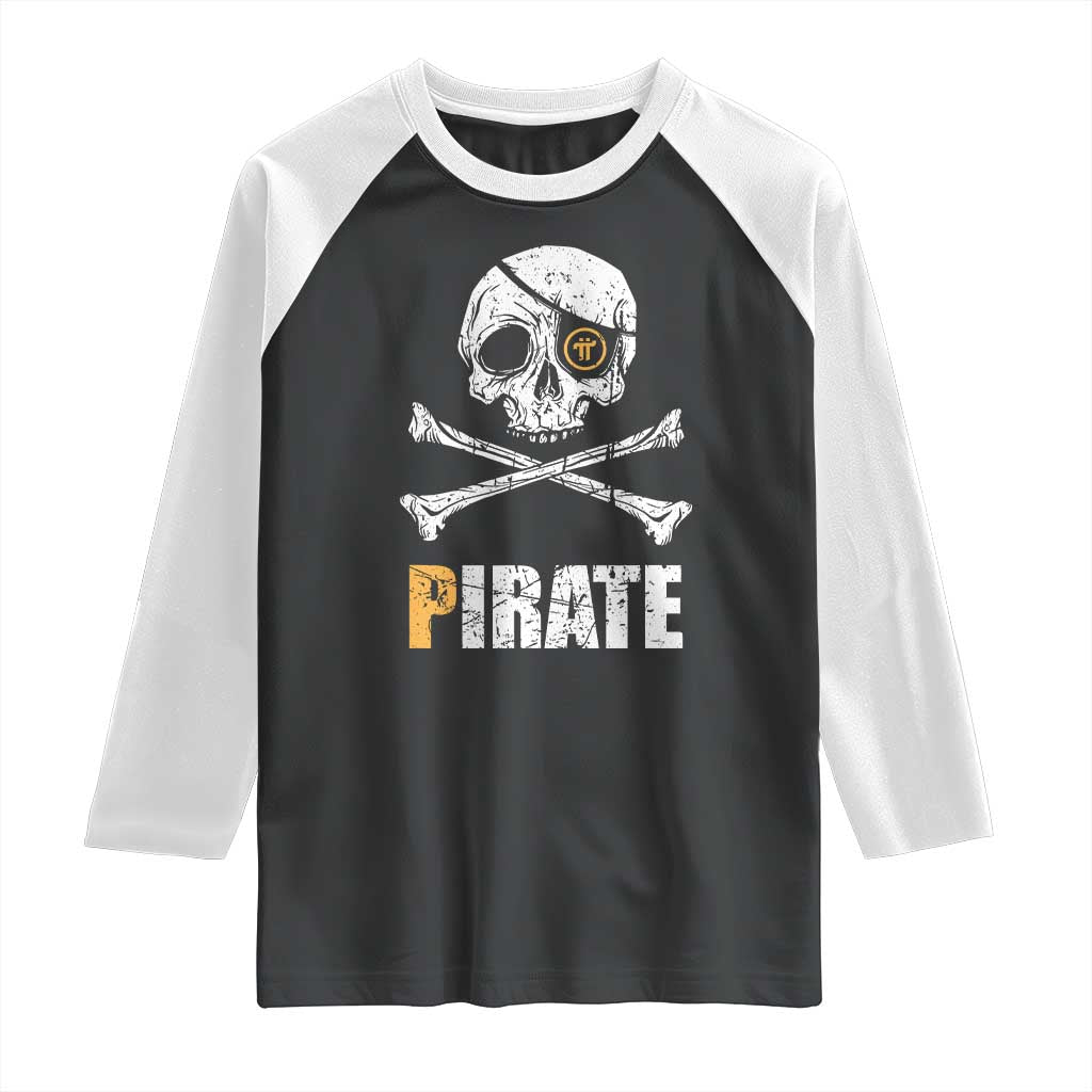 Funny Pirate Pi Cryptocurrency Raglan Shirt Crypto Coins Blockchain Mining TS02 Black White Print Your Wear