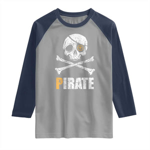 Funny Pirate Pi Cryptocurrency Raglan Shirt Crypto Coins Blockchain Mining TS02 Sport Gray Navy Print Your Wear