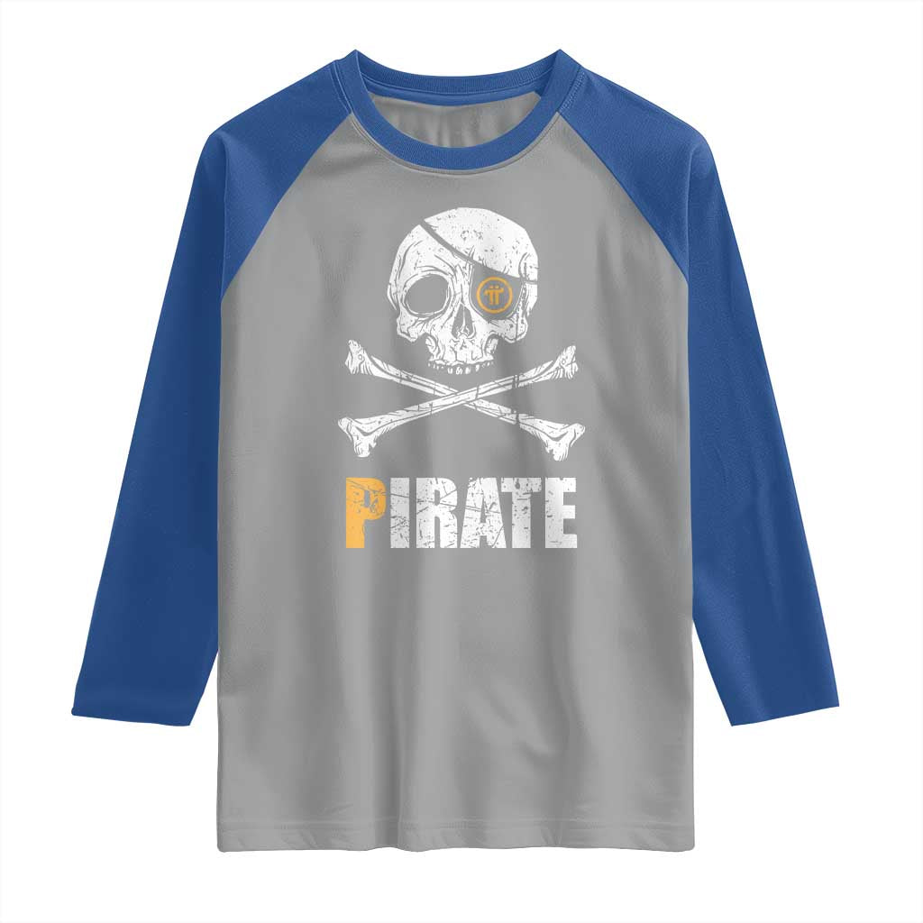 Funny Pirate Pi Cryptocurrency Raglan Shirt Crypto Coins Blockchain Mining TS02 Sport Gray Royal Print Your Wear