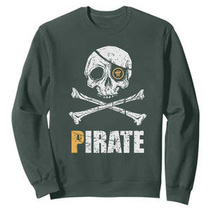 Funny Pirate Pi Cryptocurrency Sweatshirt Crypto Coins Blockchain Mining TS02 Dark Forest Green Print Your Wear