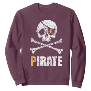 Funny Pirate Pi Cryptocurrency Sweatshirt Crypto Coins Blockchain Mining TS02 Maroon Print Your Wear