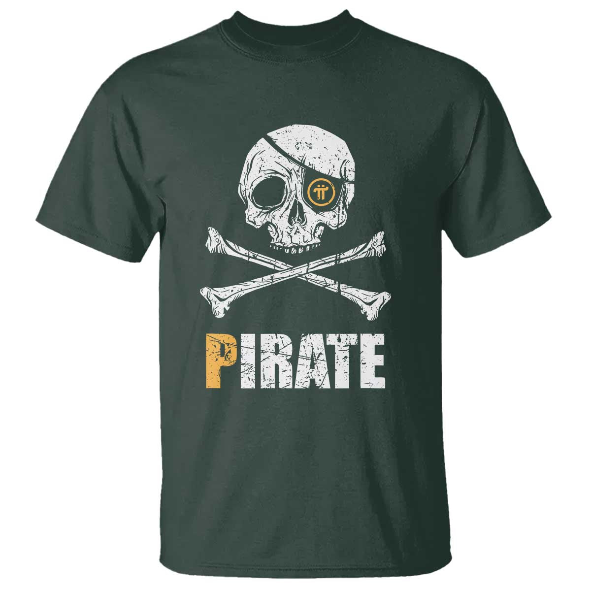 Funny Pirate Pi Cryptocurrency T Shirt Crypto Coins Blockchain Mining TS02 Dark Forest Green Print Your Wear