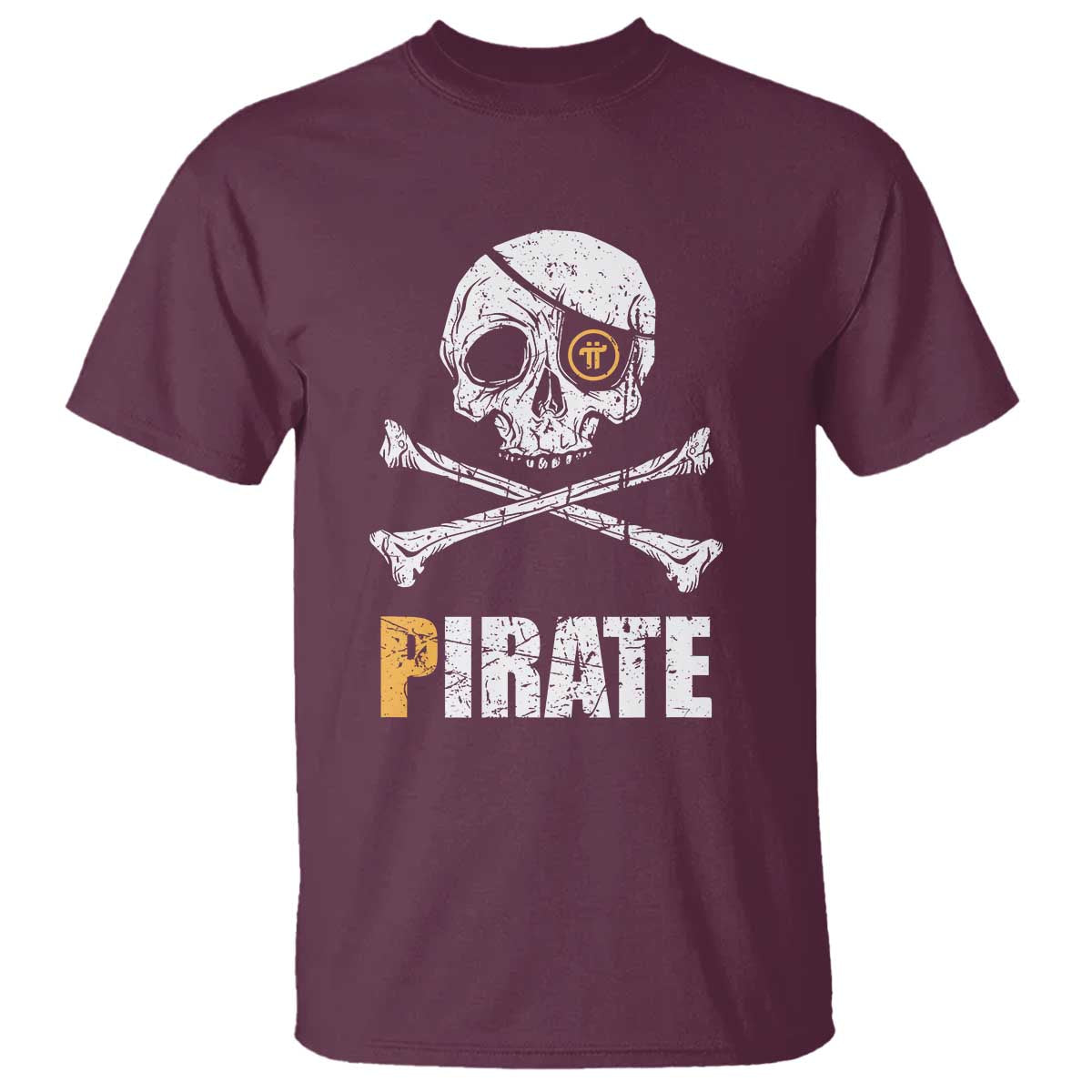 Funny Pirate Pi Cryptocurrency T Shirt Crypto Coins Blockchain Mining TS02 Maroon Print Your Wear