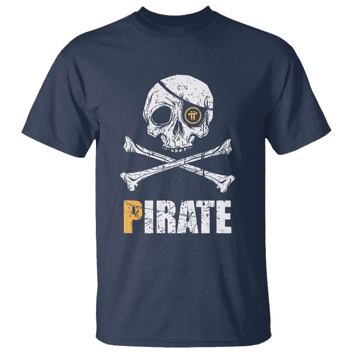Funny Pirate Pi Cryptocurrency T Shirt Crypto Coins Blockchain Mining TS02 Navy Print Your Wear