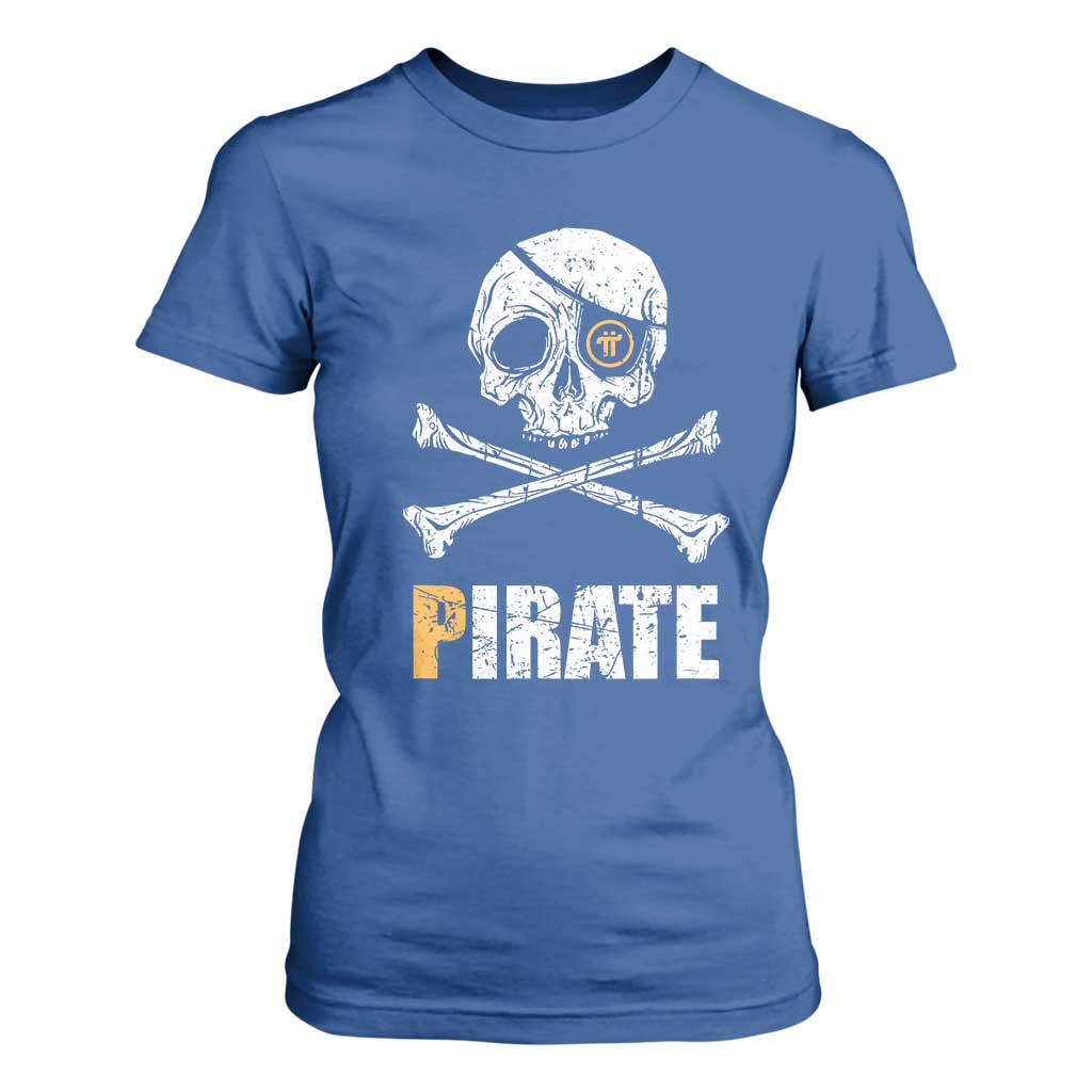 Funny Pirate Pi Cryptocurrency T Shirt For Women Crypto Coins Blockchain Mining TS02 Royal Blue Print Your Wear