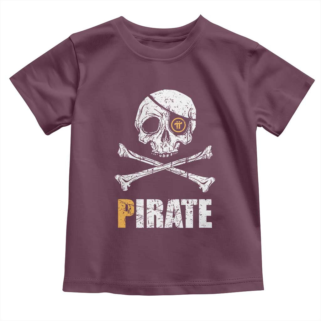 Funny Pirate Pi Cryptocurrency Toddler T Shirt Crypto Coins Blockchain Mining TS02 Maroon Print Your Wear