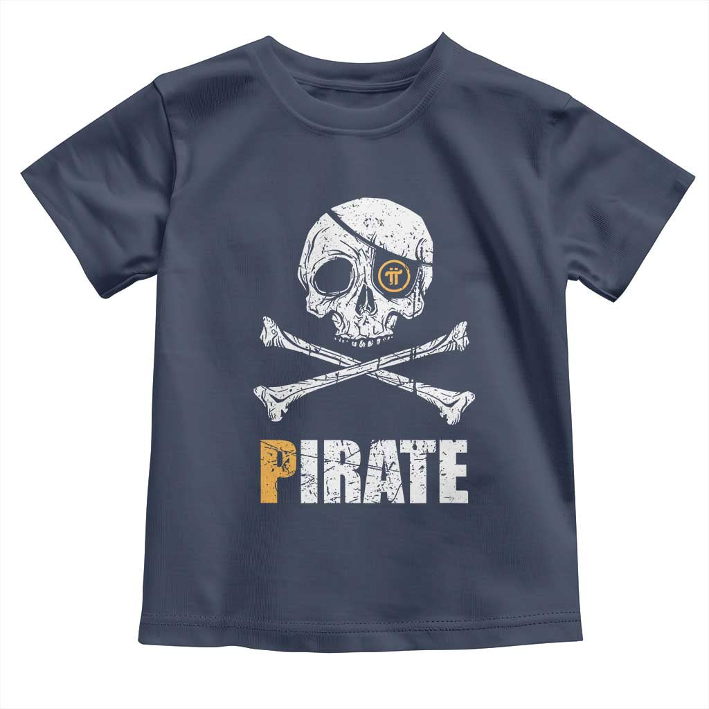 Funny Pirate Pi Cryptocurrency Toddler T Shirt Crypto Coins Blockchain Mining TS02 Navy Print Your Wear
