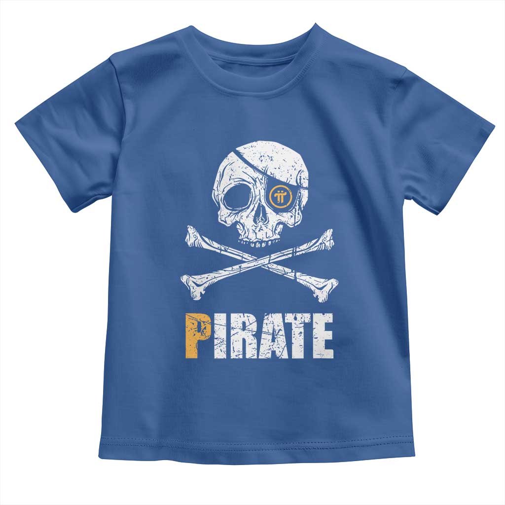 Funny Pirate Pi Cryptocurrency Toddler T Shirt Crypto Coins Blockchain Mining TS02 Royal Blue Print Your Wear