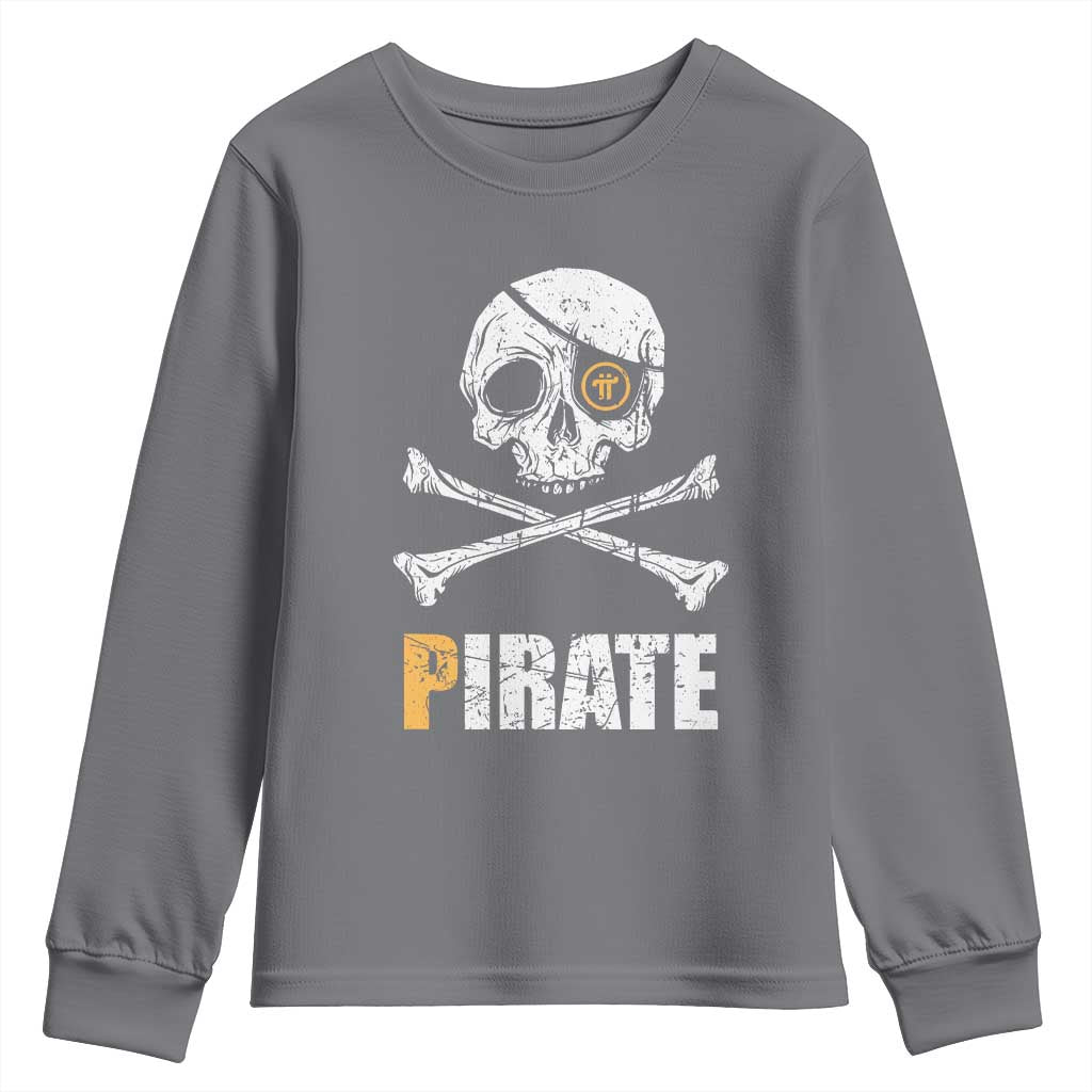 Funny Pirate Pi Cryptocurrency Youth Sweatshirt Crypto Coins Blockchain Mining TS02 Charcoal Print Your Wear