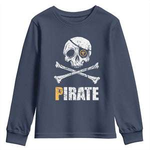 Funny Pirate Pi Cryptocurrency Youth Sweatshirt Crypto Coins Blockchain Mining TS02 Navy Print Your Wear