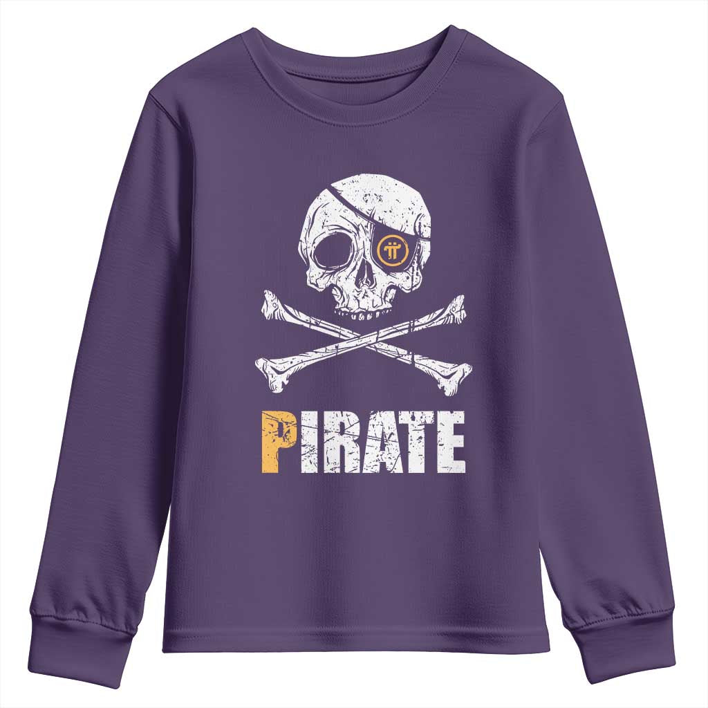 Funny Pirate Pi Cryptocurrency Youth Sweatshirt Crypto Coins Blockchain Mining TS02 Purple Print Your Wear