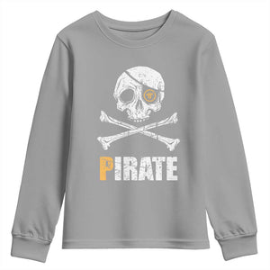 Funny Pirate Pi Cryptocurrency Youth Sweatshirt Crypto Coins Blockchain Mining TS02 Sport Gray Print Your Wear