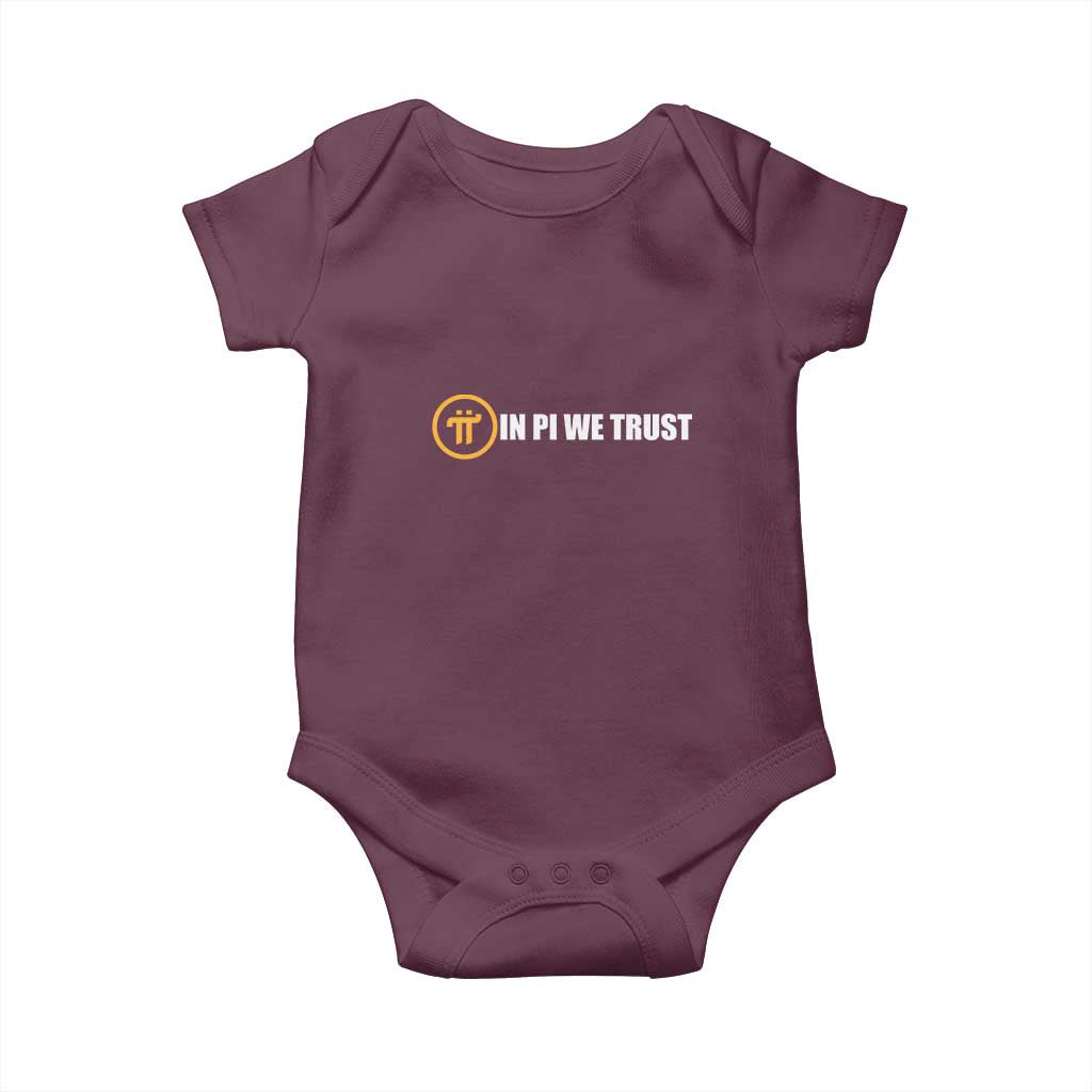 In Pi We Trust Cryptocurrency Baby Onesie Crypto Coins Blockchain Mining TS02 Maroon Print Your Wear
