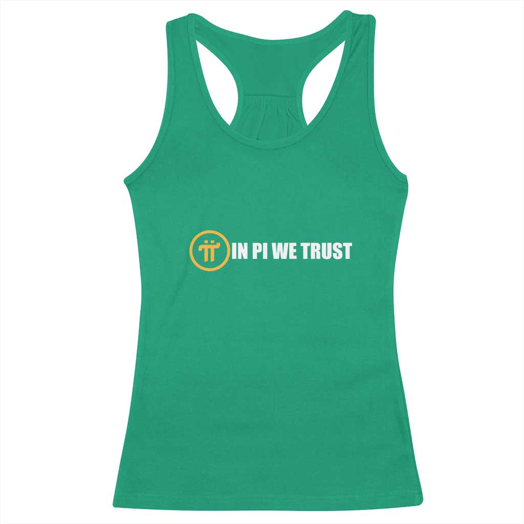 In Pi We Trust Cryptocurrency Racerback Tank Top Crypto Coins Blockchain Mining TS02 Irish Green Print Your Wear