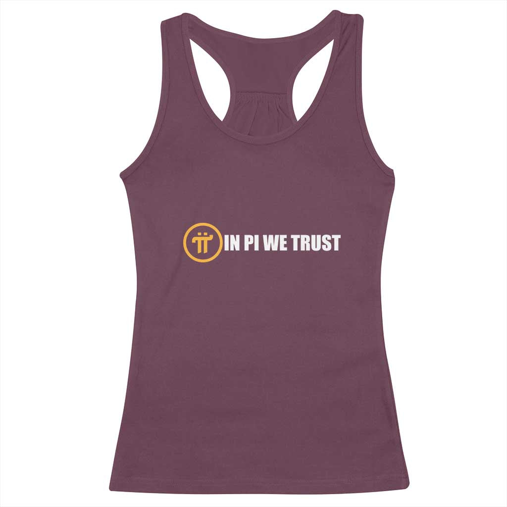 In Pi We Trust Cryptocurrency Racerback Tank Top Crypto Coins Blockchain Mining TS02 Maroon Print Your Wear