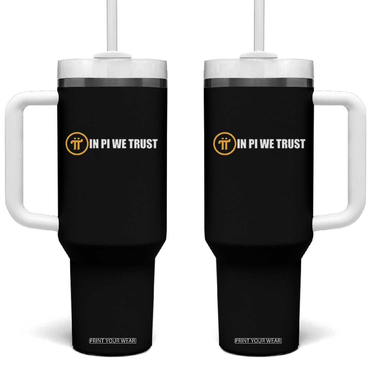 In Pi We Trust Cryptocurrency Tumbler With Handle Crypto Coins Blockchain Mining TS02 One Size: 40 oz Black Print Your Wear