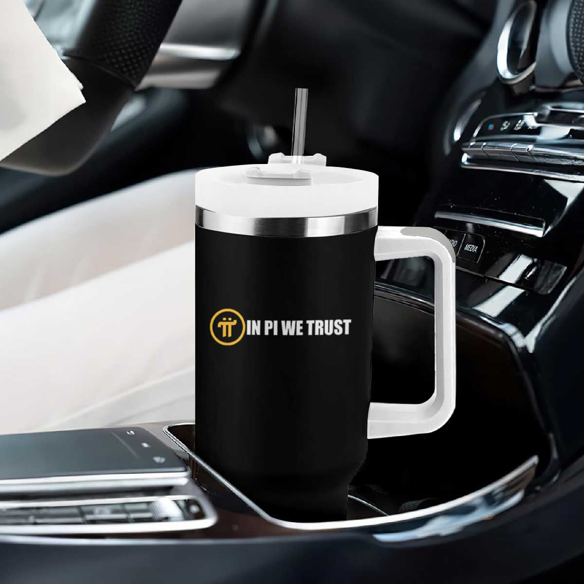 In Pi We Trust Cryptocurrency Tumbler With Handle Crypto Coins Blockchain Mining TS02 Print Your Wear