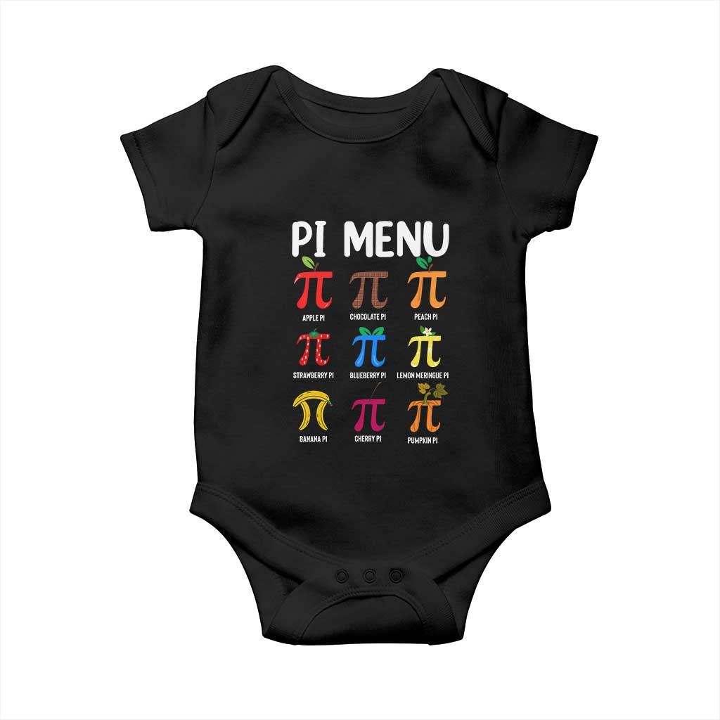 Funny Number Pi Baby Onesie Pi Menu 3.14 Pi Symbol - Math Teacher Happy Pi Day TS02 Black Print Your Wear