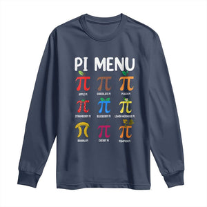 Funny Number Pi Long Sleeve Shirt Pi Menu 3.14 Pi Symbol - Math Teacher Happy Pi Day TS02 Navy Print Your Wear