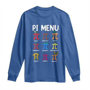 Funny Number Pi Long Sleeve Shirt Pi Menu 3.14 Pi Symbol - Math Teacher Happy Pi Day TS02 Royal Blue Print Your Wear
