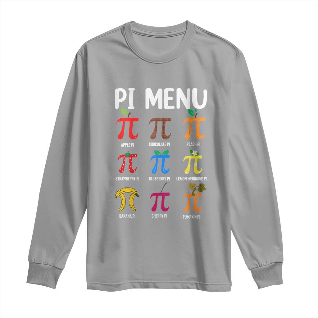 Funny Number Pi Long Sleeve Shirt Pi Menu 3.14 Pi Symbol - Math Teacher Happy Pi Day TS02 Sport Gray Print Your Wear