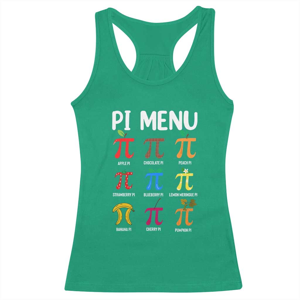 Funny Number Pi Racerback Tank Top Pi Menu 3.14 Pi Symbol - Math Teacher Happy Pi Day TS02 Irish Green Print Your Wear