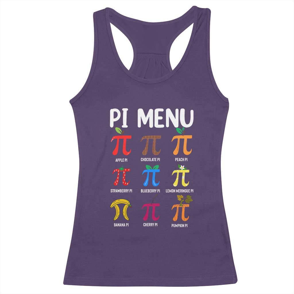 Funny Number Pi Racerback Tank Top Pi Menu 3.14 Pi Symbol - Math Teacher Happy Pi Day TS02 Purple Print Your Wear