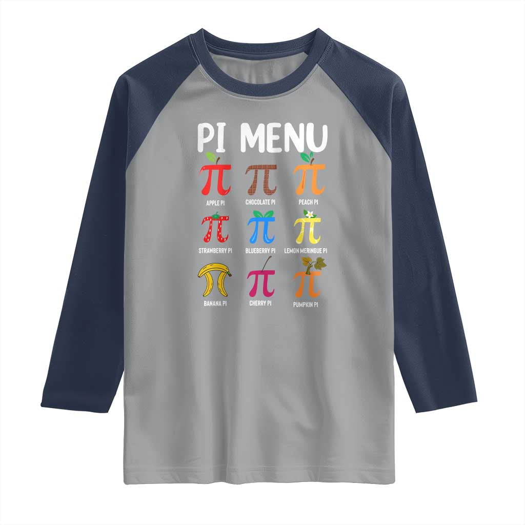 Funny Number Pi Raglan Shirt Pi Menu 3.14 Pi Symbol - Math Teacher Happy Pi Day TS02 Sport Gray Navy Print Your Wear