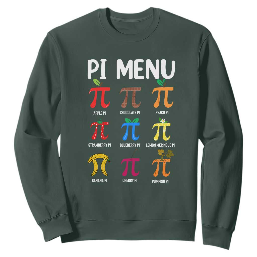 Funny Number Pi Sweatshirt Pi Menu 3.14 Pi Symbol - Math Teacher Happy Pi Day TS02 Dark Forest Green Print Your Wear