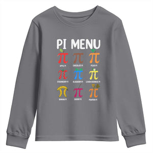 Funny Number Pi Youth Sweatshirt Pi Menu 3.14 Pi Symbol - Math Teacher Happy Pi Day TS02 Charcoal Print Your Wear
